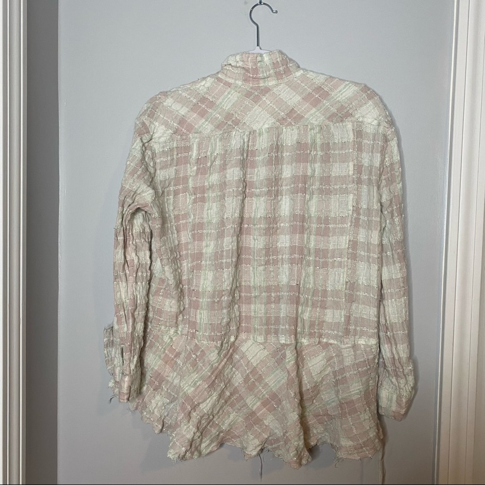 Free People Lela Plaid Metallic Button Down Shirt - Picture 6 of 8